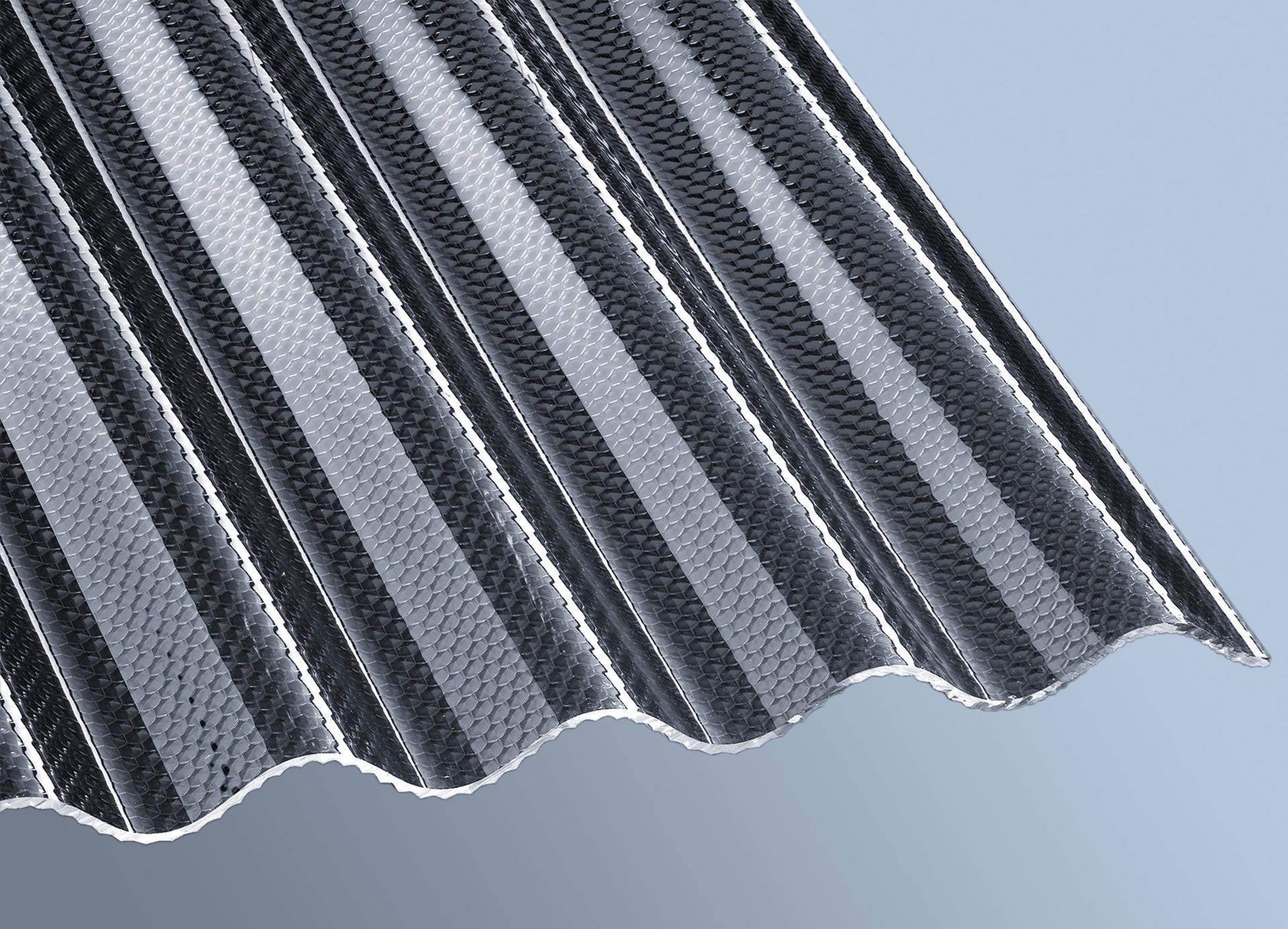 Acryl Wellplatten Sinus 76/18 wabe graphit 3 mm