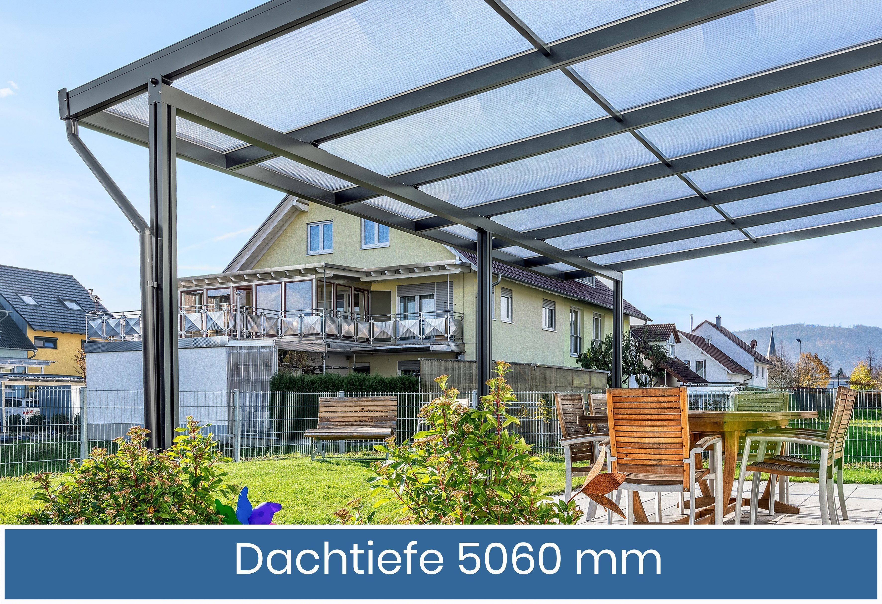 Gutta Premium Terrassendach | Dachtiefe 506 cm