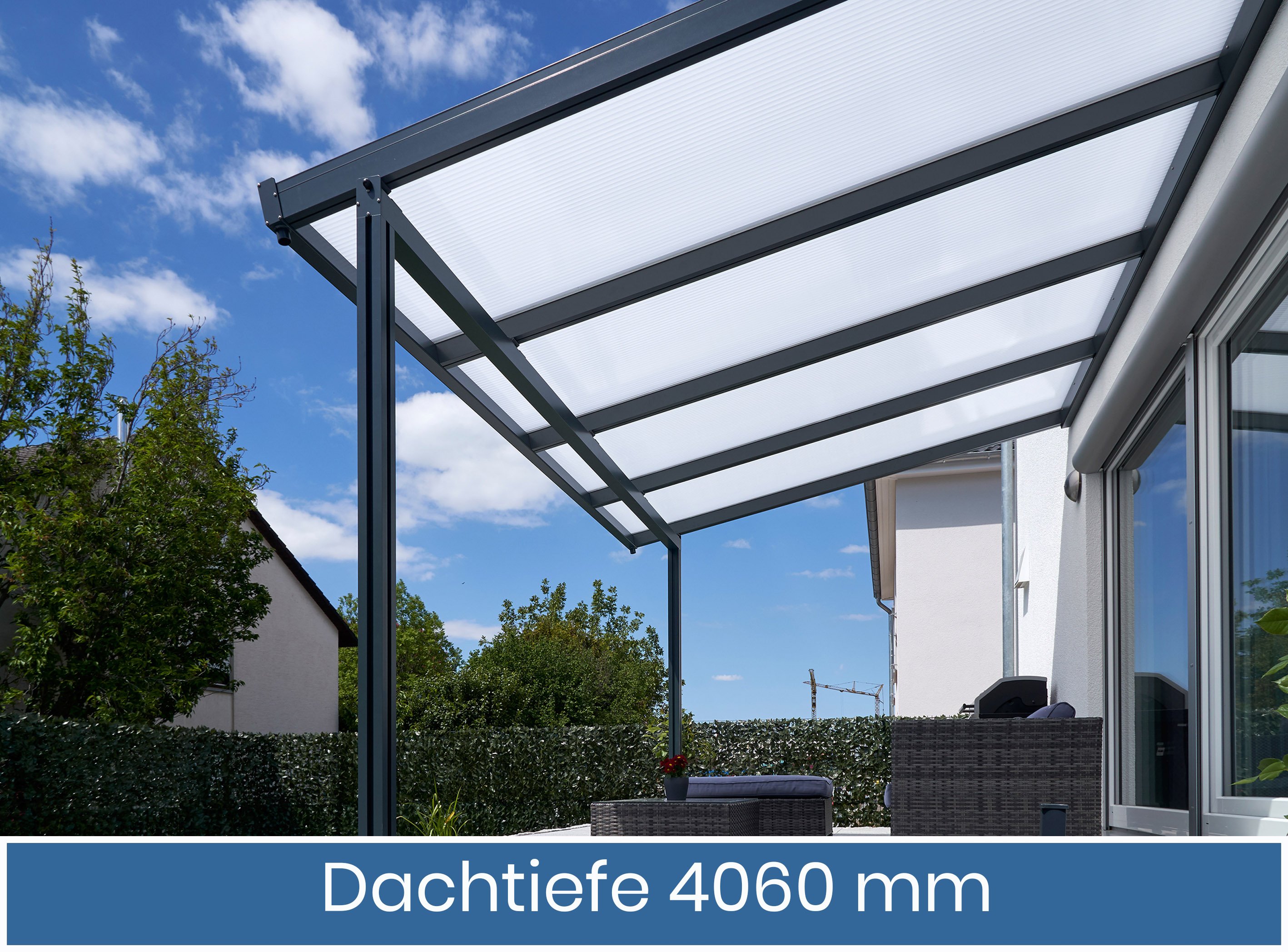 Gutta Premium Terrassendach | Dachtiefe 406 cm