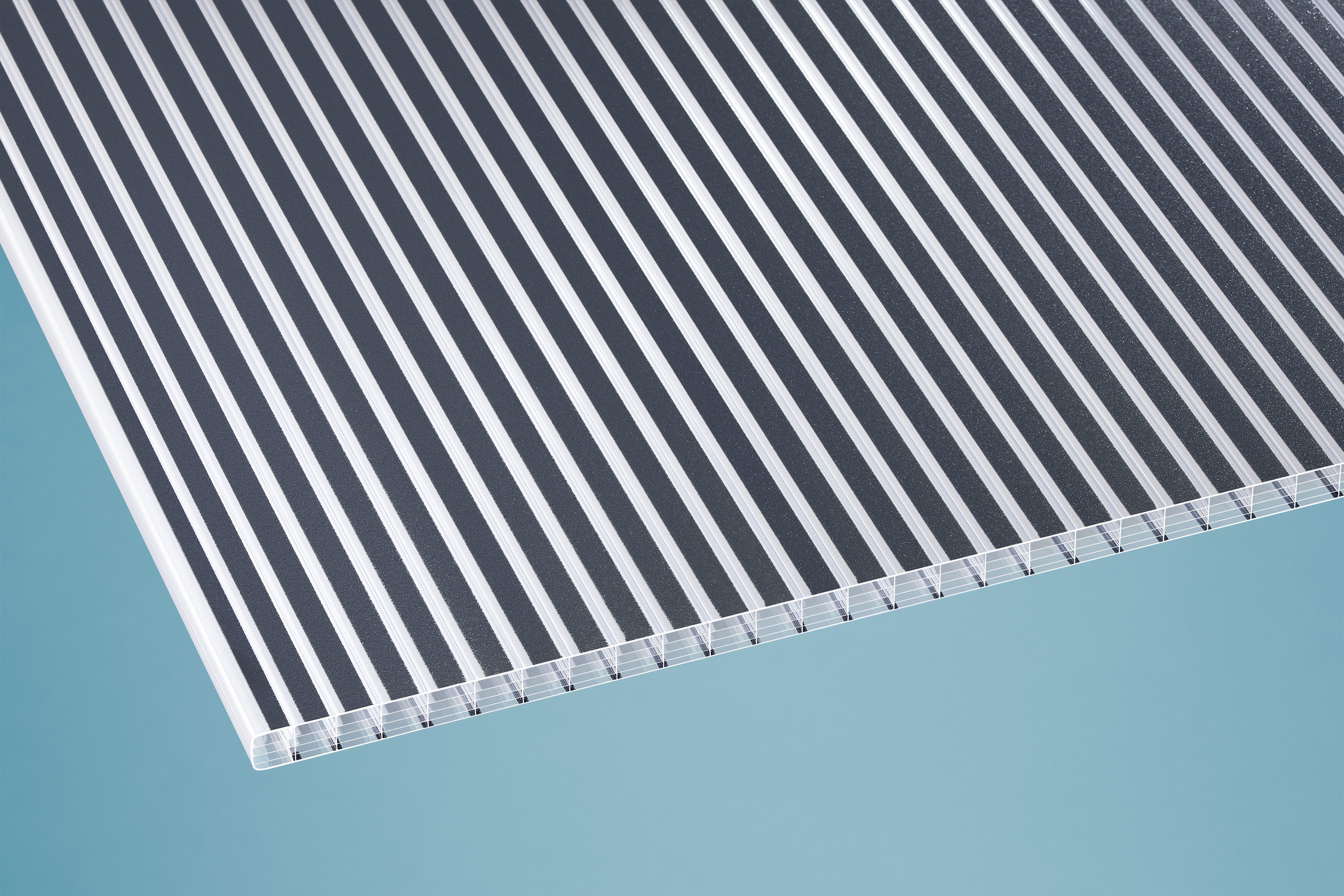 Polycarbonat Hohlkammerplatten 16 mm gestreift anthrazit